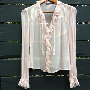 The Limited Pink Gauze Silk Romantic Blouse Top